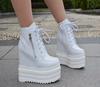 Fashion 14CM Super High Heel Short Boots Wedges Waterproof Platform Boots Fashion Within Increased Womens Boots