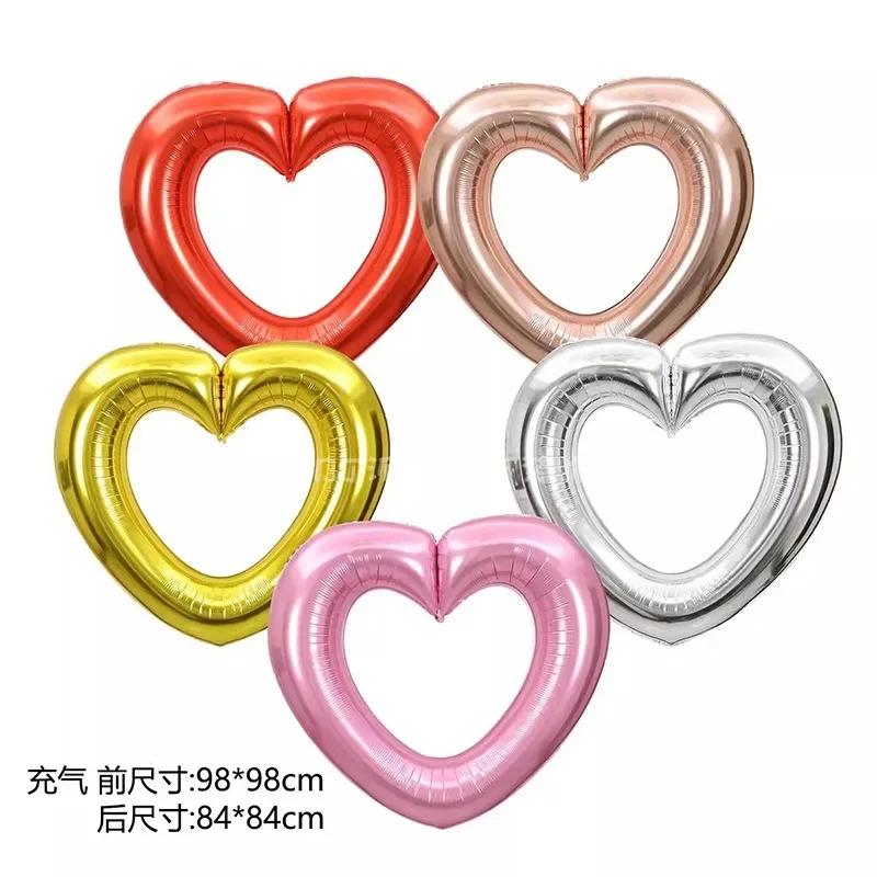 Love Heart Aluminum Film Balloon Peach Heart Foil Balloon Wedding Room Decor Bride To Be Photobooth Props Baloon Bridal Shower