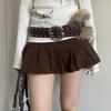 Rivet Leather Fur Belt Western Style Plush Belt Vintage Y2K Waistband  Spicy Girl