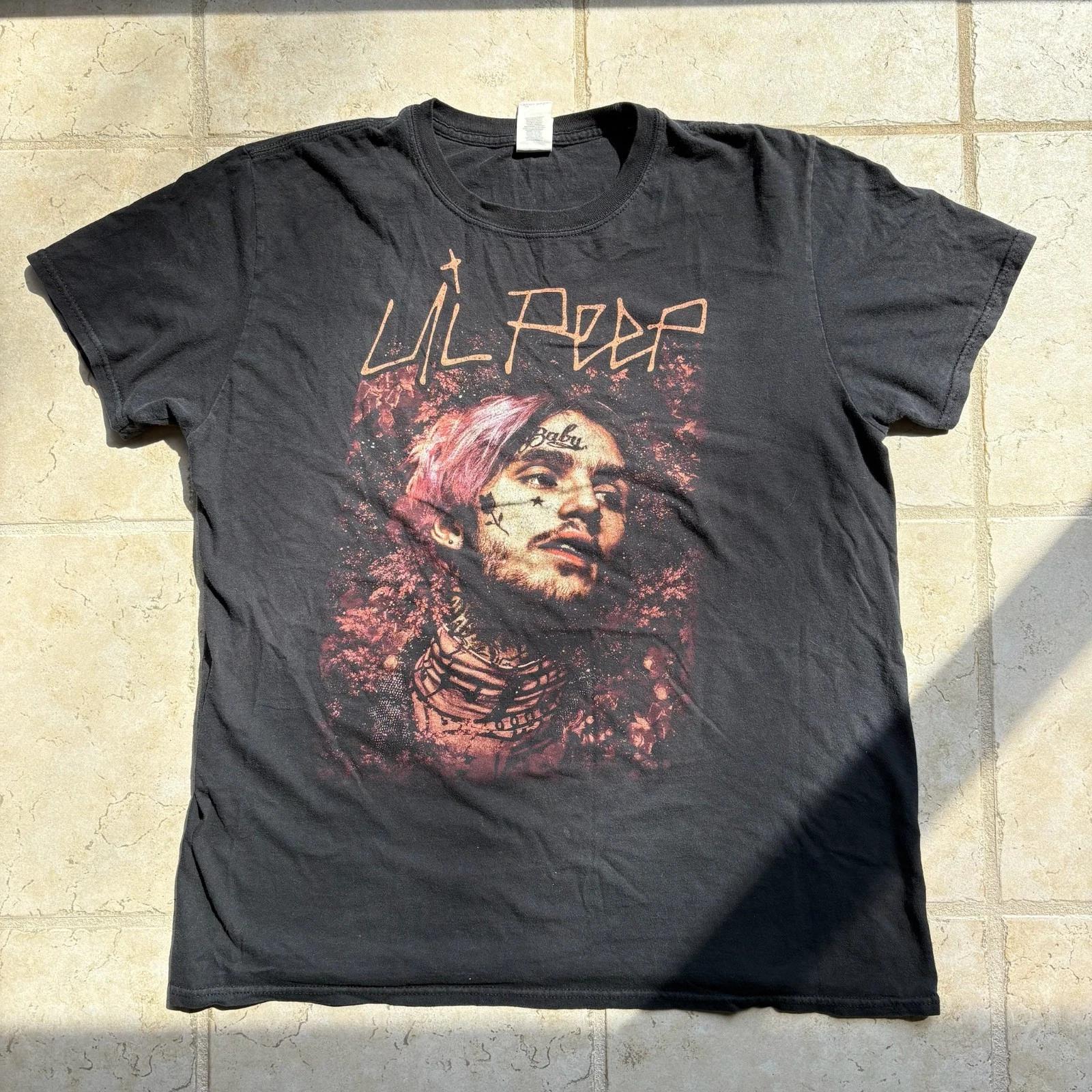 

Y2K Футболка с принтом Lil Peep Рэп Мерч Тур Футболка Черная Gildan Softstyle Размер L 4XL