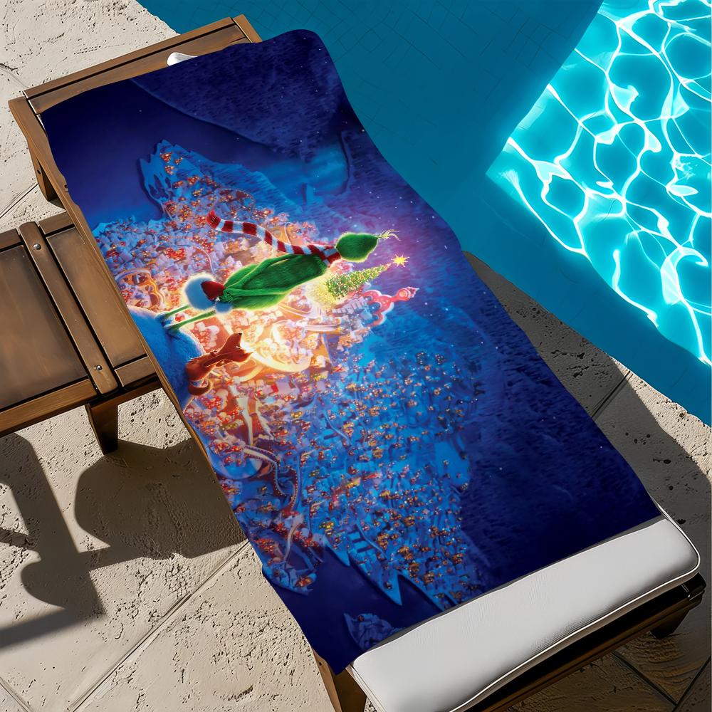 Cartoon How the G-Grinchs S-Stole Towel Soft Pool Gift For Travel Gym Shower Camping Quick Dry Sports Large Beach Towel