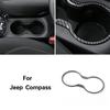 Front Cup Holder Cover Trim Decor Frame for For Jeep Compass 2017+ Carbon Fiber