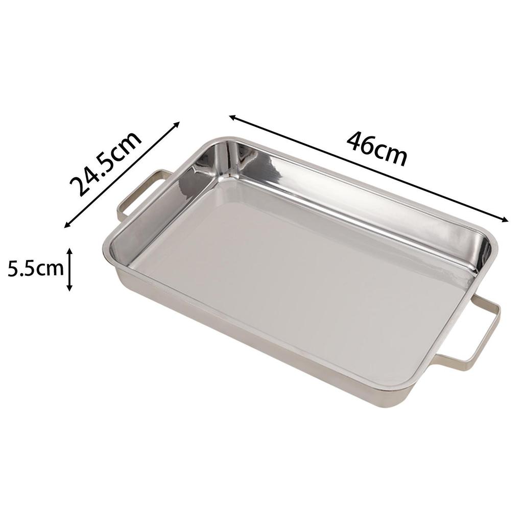 Stainless Steel Fish Baking Tray Sturdy Grill Plate for Meat Cooking Lasagna Silver M