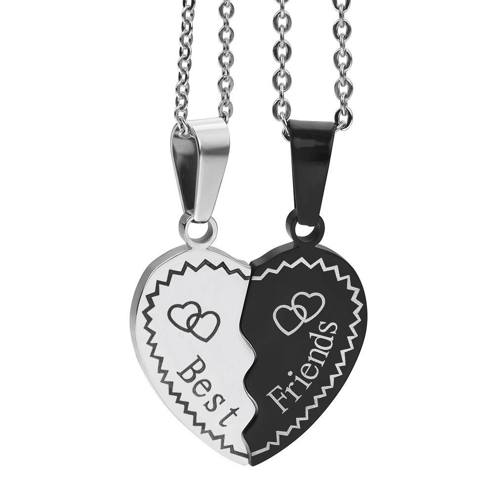 European & American Best Friends Heart Necklace - Stainless Steel