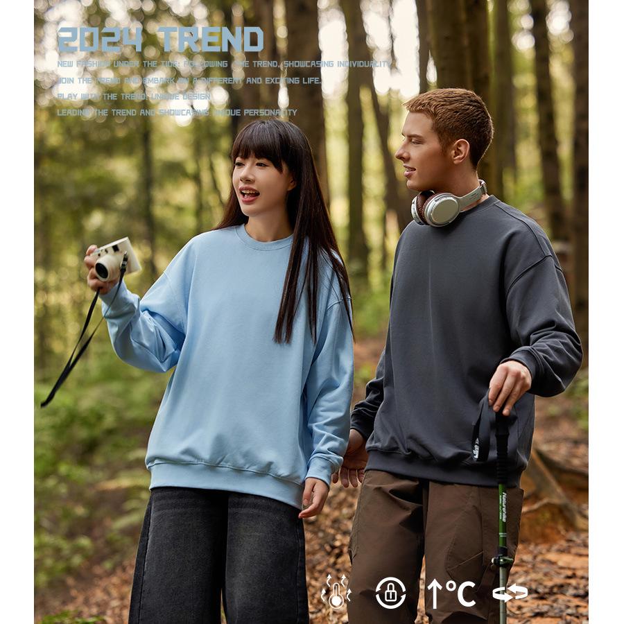 2024 Autumn/Winter Men's High-Quality 450G Terry Crewneck Sweater - Fashionable and Loose Fit