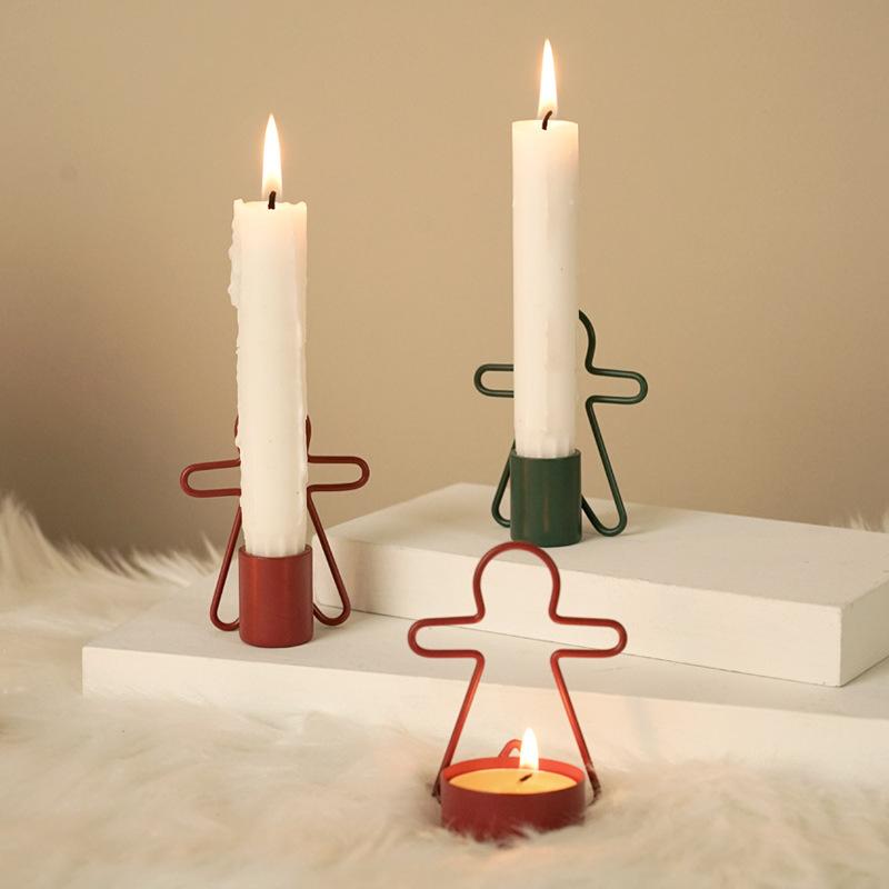1 Stück Lebkuchenmann Kerzenständer Ornament Weihnachtsthema Feiertagsatmosphäre Mini Kerzenhalter, Geeignet für Heim-Feiertags-Partydekoration