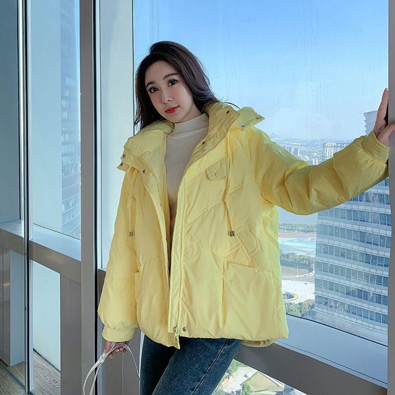 Damen 2025 Winter Kapuzen-Daunenjacke, kurz und zierlich mit verdickten weißen Entendaunen für eine lockere Passform.