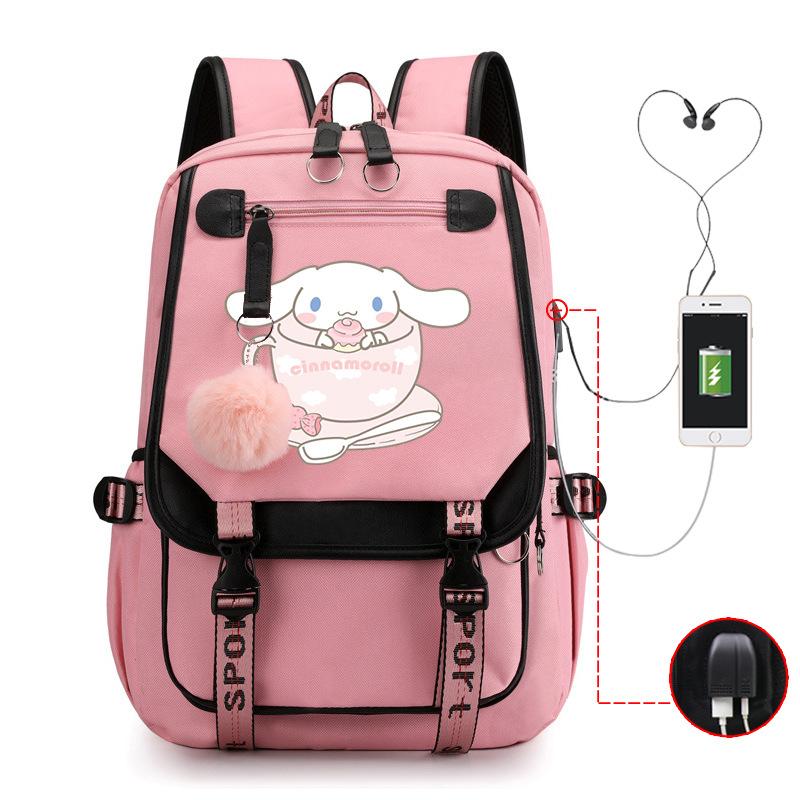 Pies z Dużymi Uszami Plecak Szkolny Męski i Damski Plecak dla Ucznia Szkoły Średniej Gimnazjum Styl College'owy Pasek do Plecaka Plecak Wielofunkcyjny USB