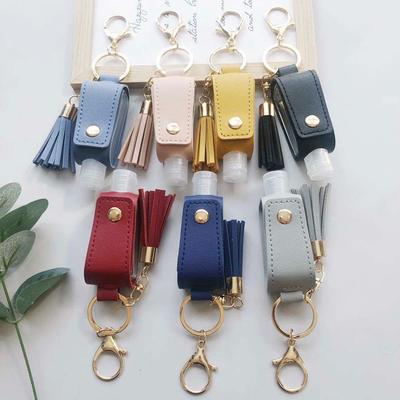 Hand Washing Gel Storage Bottle Keychain Holder Hand Sanitizer Holder PU Leather Cover Empty Bottle