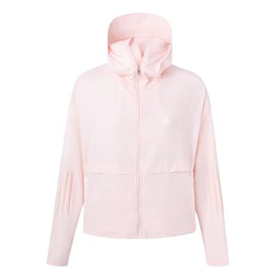 Solid Color Brand Logo Hooded Sun Protection Jacket Women Jackets Pink IT2489