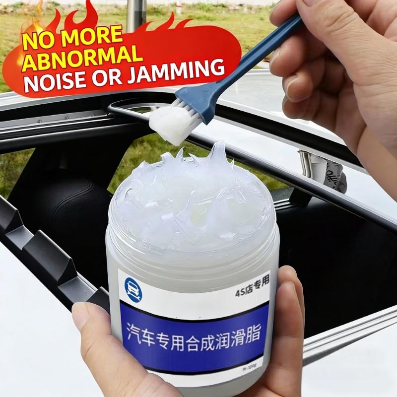 Protective Lubricating Grease Agent for Vehicle Maintenance Prevents Squeaking on Hinges Seals and Tracks Brush Provided