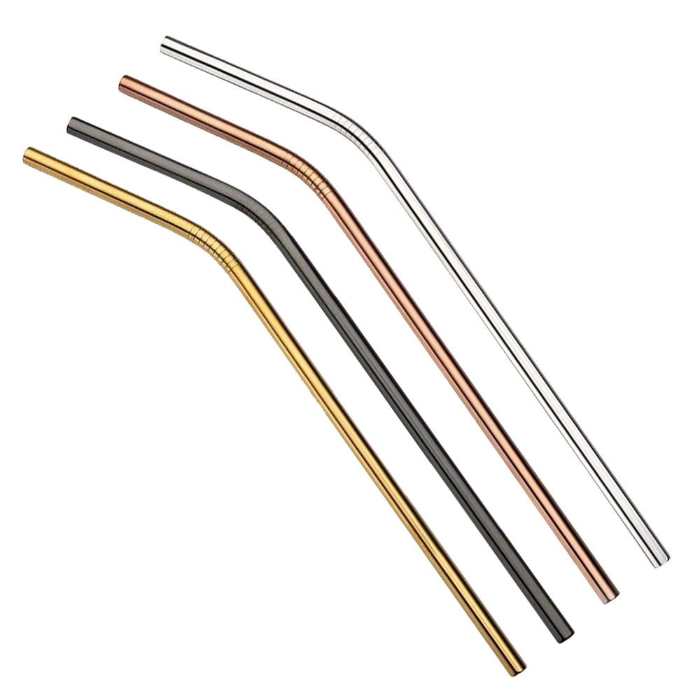 

Multicolor Reusable Stainless Steel Straws Bent Straw Drinking Metal Straws [Random Color] 4Pcs