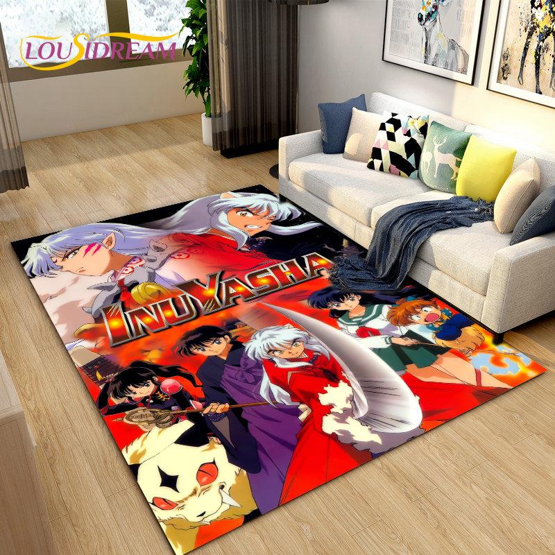 Inuyasha Japan Anime Cartoon Bereich Teppich, Teppich Teppich für Wohnzimmer Schlafzimmer Sofa Fußmatte Dekoration, Kinder spielen rutschfeste Bodenmatte