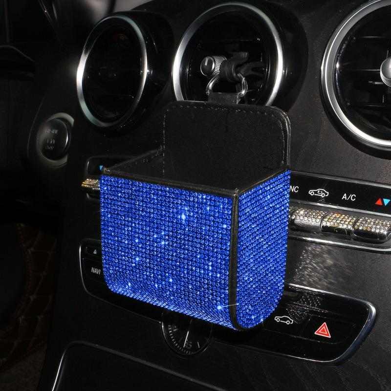 Car Storage Bag Air Vent Dashboard Tidy Hanging Leather Organizer Box Glasses Phone Holder Storage Organizer Car Accessories