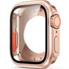 2in1 Full Case + Tempered Glass for Apple Watch 7/8/9 41MM, Pink Rose Gold/Orange