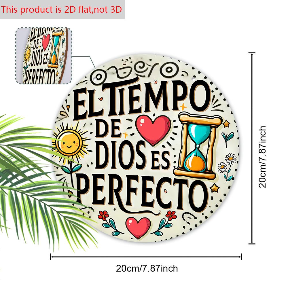 Spanish Bible Scriptures Wooden Sign - Round Ornament for Front Door, Wall, Room Hanging Decor - Ideal Home Hanging Ornament