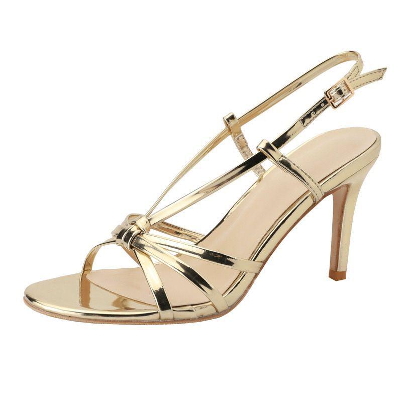 Women's Golden High Heel Roman Sandals 2024 - French Style Lace-up for Skirts