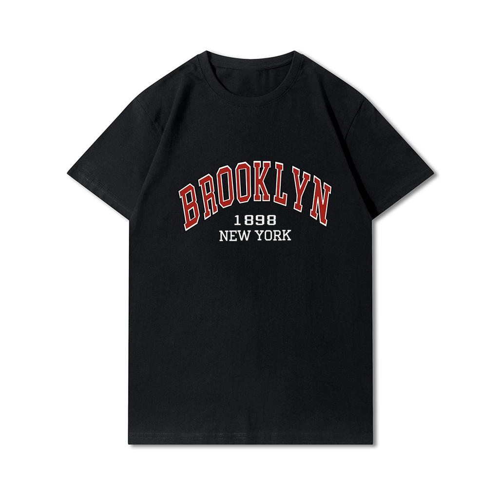 Velká velikost 100% bavlna Letní oversize dámská trička Brooklyn s potiskem Ležérní topy O trička ke krku