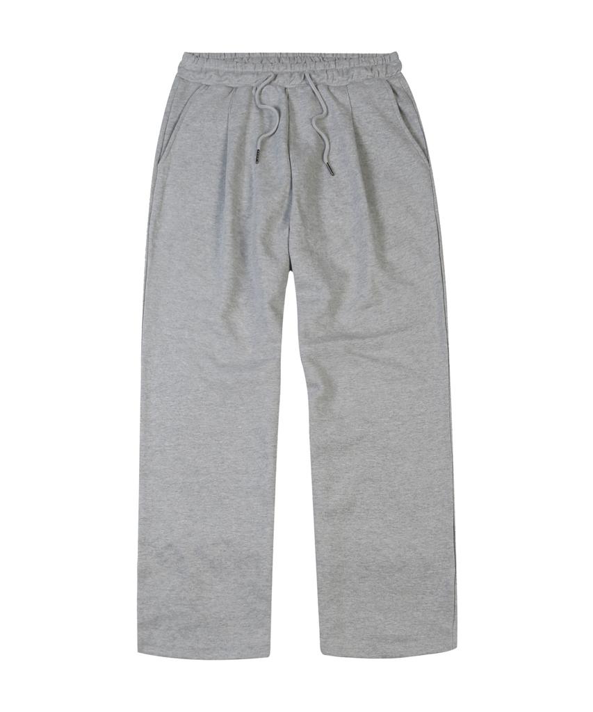 MOZMOZ Plain One-Pleat Wide Training Pants Gray