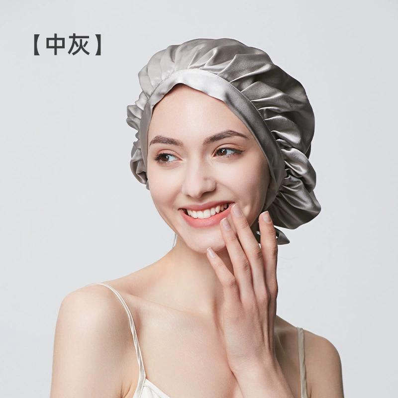 100% Mulberry Silk Hood Sleeping Cap Women's Night Hat 19 Momme with Adjustable Ribbon Hair Care