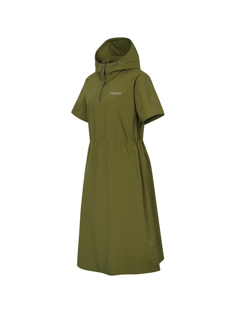 DISCOVERY EXPEDITION Freshvent Women'S Polton Lightweight Hooded Woven Dress (D/Olive)