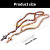 F26C Elegant Catholic Rosary Necklace with Solid Wood Beads and Wooden Crosses Prayer Neckchain for Baptisms Ceremonies Gift