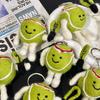 Handmade Wool Felt Tennis Keychain Cute Tennis Ball And Racket Charm with Smile Face Sporty Bag Accessory Gift