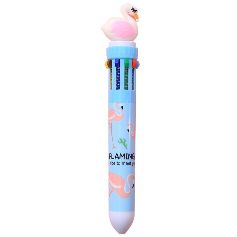 10 Colors Ballpoint Pen Cute Cartoon Dinosaur Color Retractable Pen Multicolor in 1