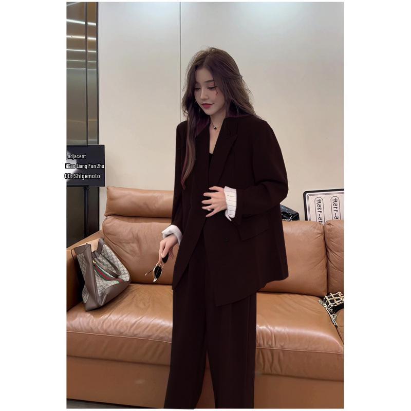 

Spring 2023 Plus Size Women s Lightly Mature Mid-Length Suit Set - Chubby MM Professional Two-Piece Outfit 2XL чёрный