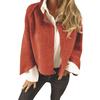 Winterjacke für Damen, Rundhalsausschnitt, dickes Fleece, offener Stich, kurze Strickjacke, lange Ärmel, warm, winddicht, wärmespeichernd, Outdoor-Mantel