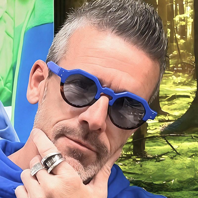 Rivets Decoration Sun Glasses for Men Round Shape Anti-reflective Sunglasses Women Travelling Driving Men Sunglass