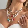 SHIXIN 3 Pcs/Set Boho Baroque Imitation Pearl Chain Necklace for Women Trendy Beach Starfish Scallop Pendant Choker Jewelry Gift