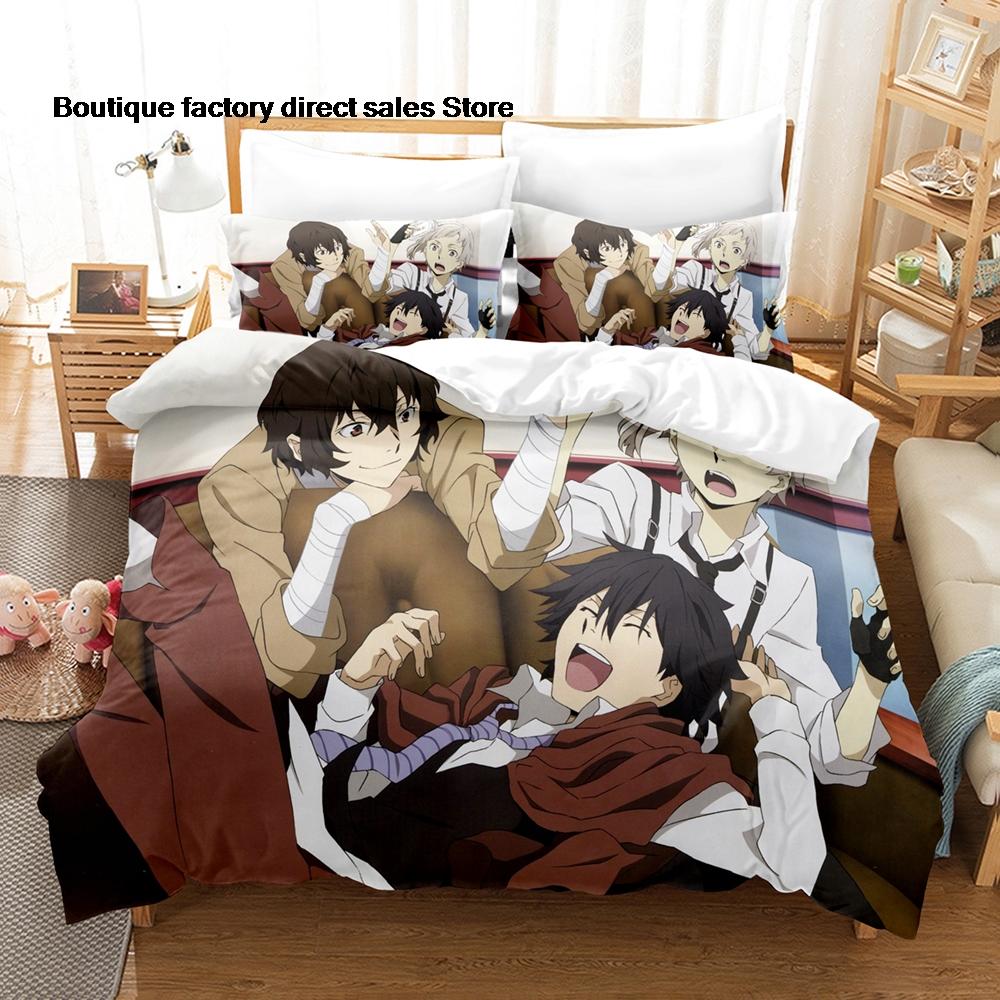 Anime Bungo Stray Dogs Bedding Set Single Twin Full Queen King Size Bed Set Kids Bedroom Duvetcover Sets Bed Sheet Set
