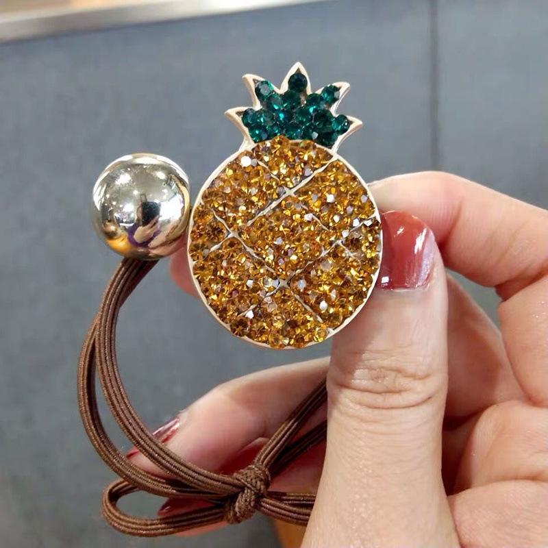 Women's Rhinestone Strawberry Elastic Hair Tie - Korean Style Bun Accessory