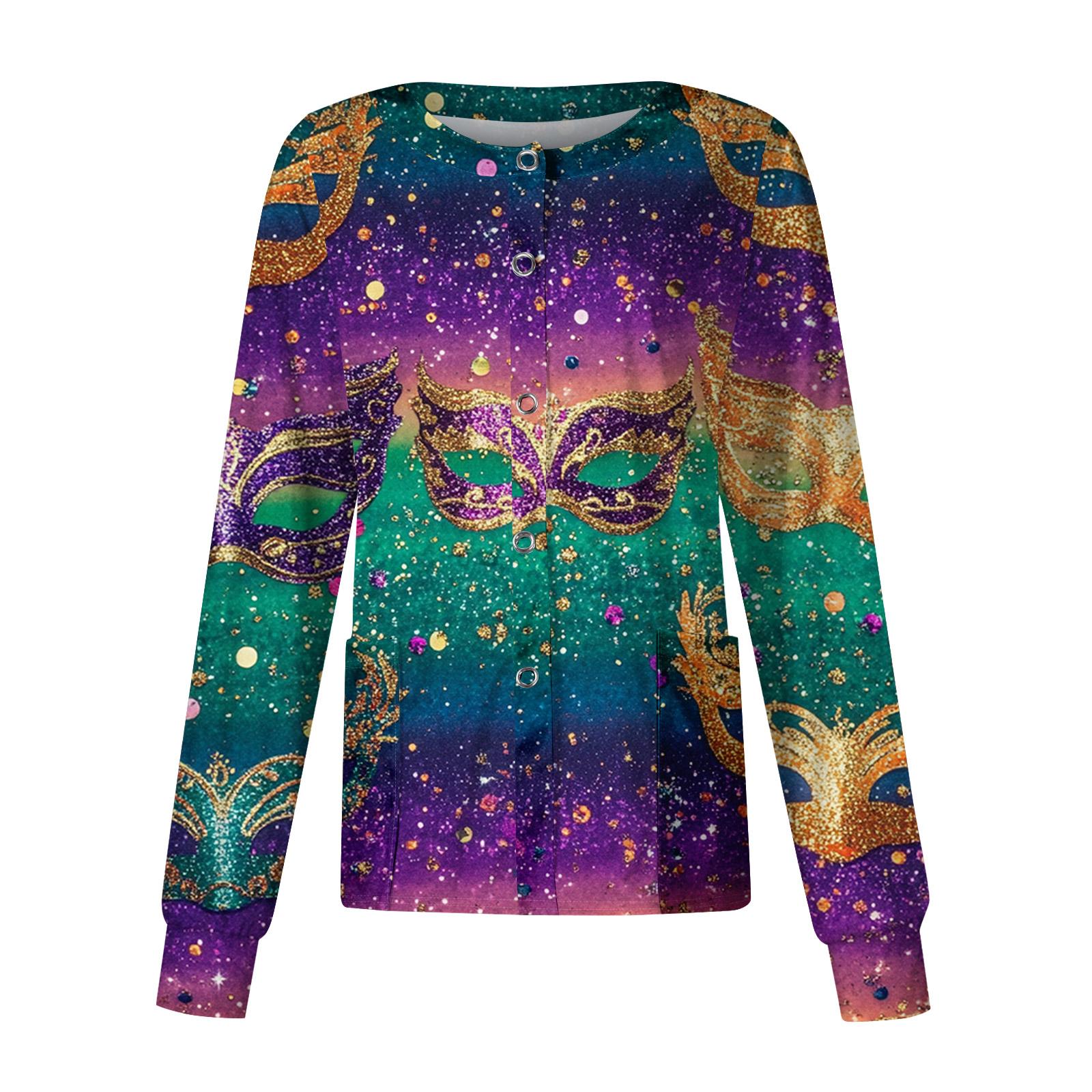 

Women s Casual Long Sleeve Single Breasted Printed Dry- Top XL фиолетовый