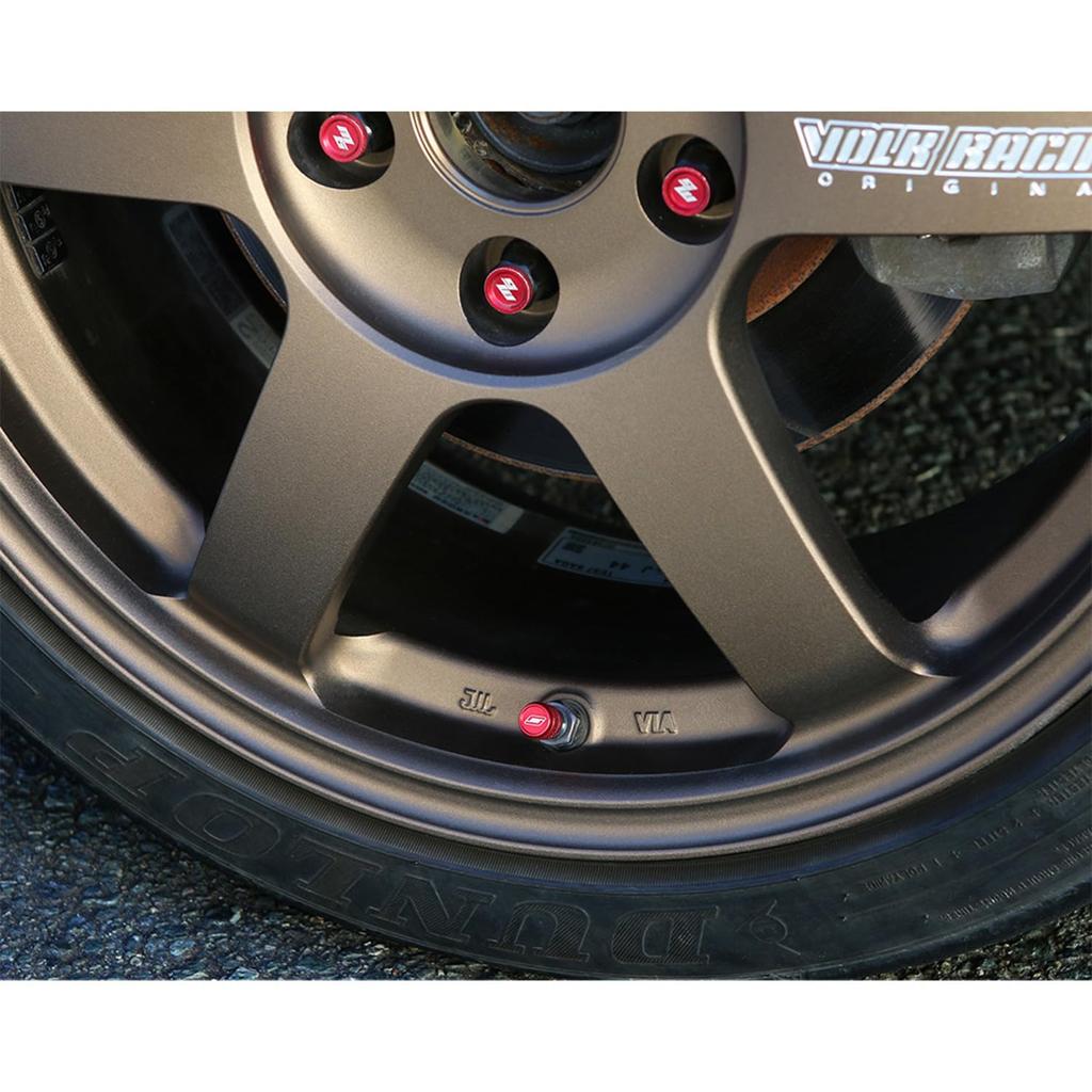 MONSTER SPORT 680500-0000R Air Valve Cap, Red, Set of 4, Automobile, Universal Aluminum, Shaved Anodized Finish, Barrel Shape X Knurling