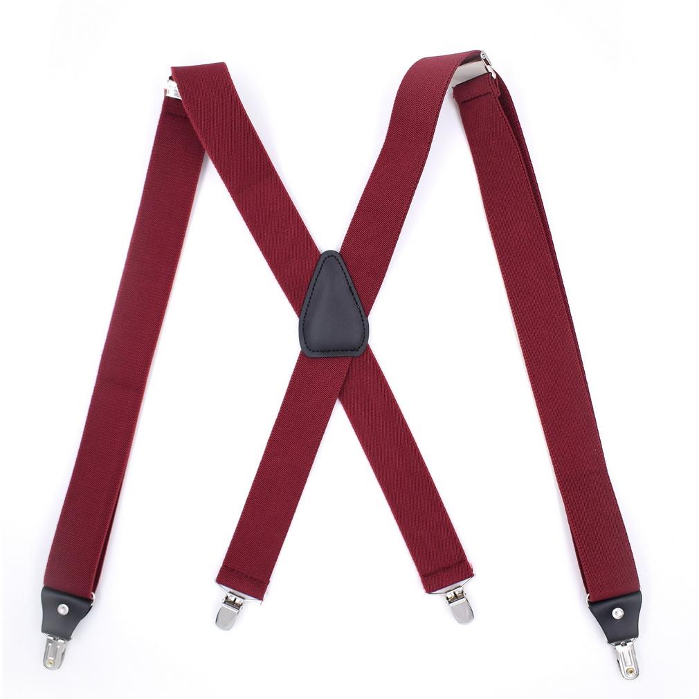 Men Adjustable X-Back Suspenders Elastic 4 Strong Clips Heavy Duty Trouser Braces
