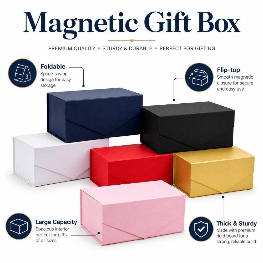 Flip-top Magnetic Gift Box Thick Gifts Packaging Box Clamshell Presents Box Birthday