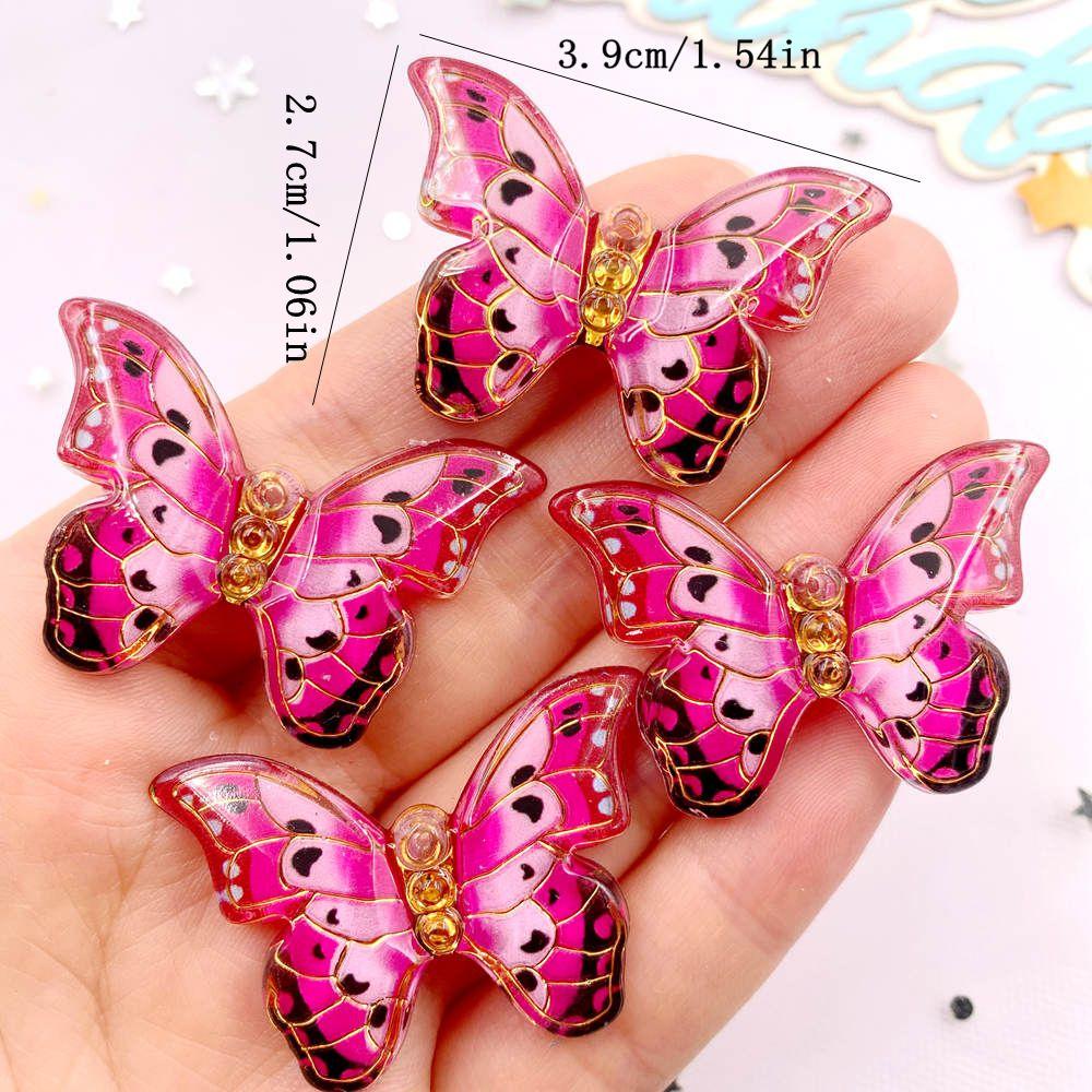 10pcs Shiny Colorful Beautiful Butterfly Figurine Flatback Rhinestone 1 Hole Bead DIY Wedding Decor Scrapbook Jewelry Crafts