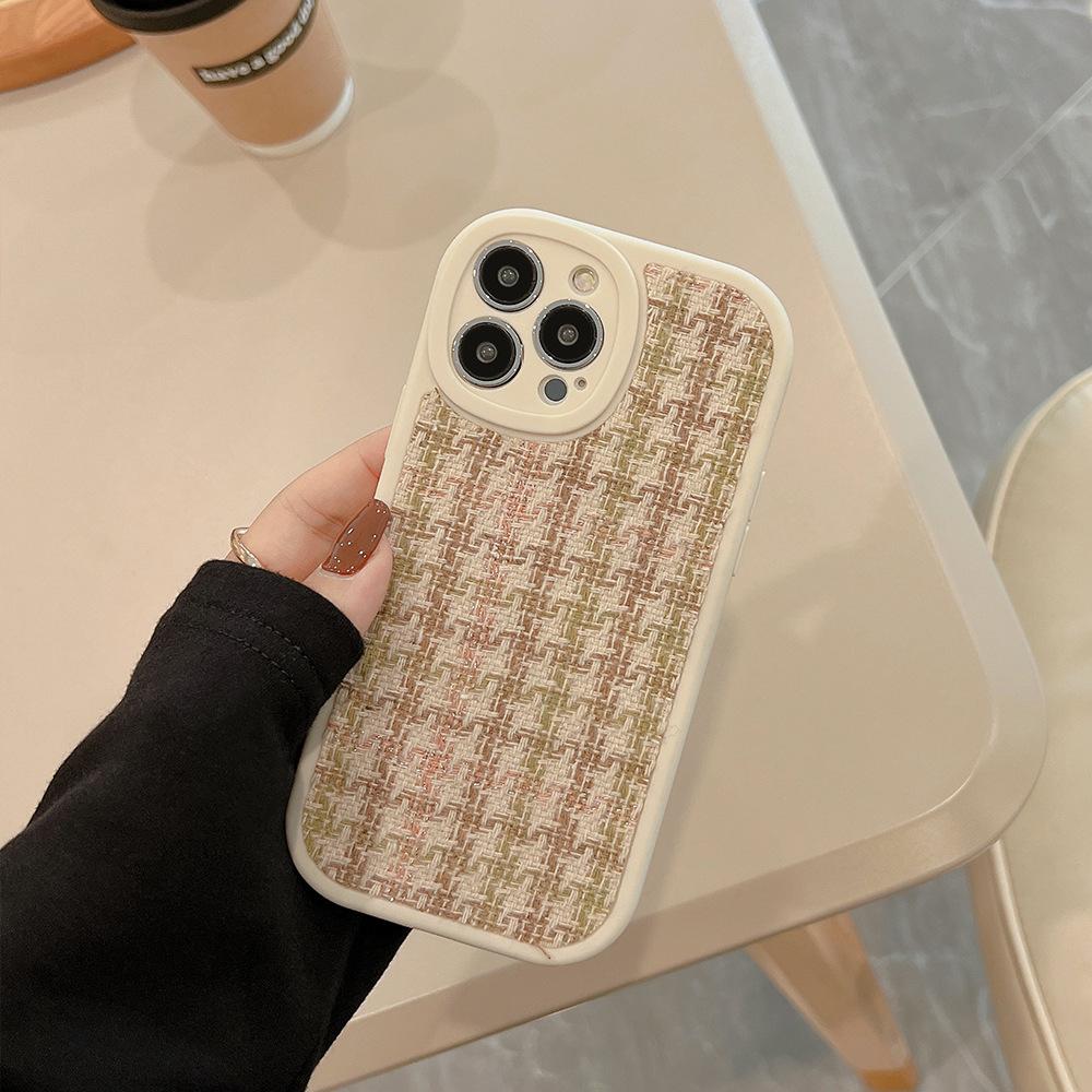 Fleece Cloth Small Fragrance Style 14pro Max IPhone Case IPhone 13 Checked 12 Suitable for 15 Houndstooth 11 X