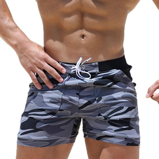 Herren Lässige Camouflage Badehose Kordelzug Badeshorts Slips Bademode