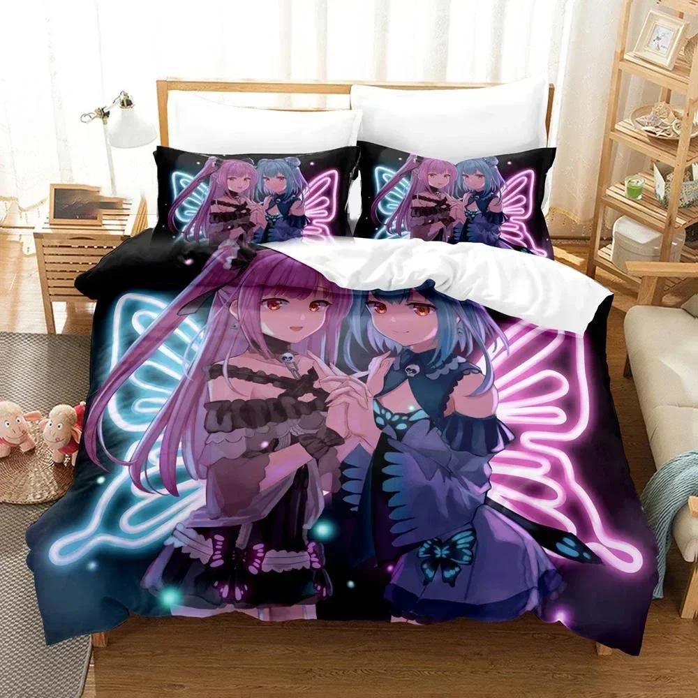 3D Uruha Rushia Anime Hololive Butterfly Girl Printed Bed Set Duvet Cover Pillowcase Bedding Set Linen Sheet Quilt Cover Size