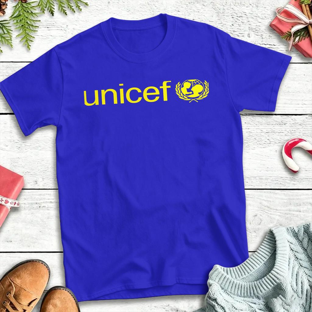 Olunteer Team of the Unicef Charity  T Shirt Summer  Pure Cotton T Shirts For Men's Design Tee Shirt Short Sleeves Funny Tops