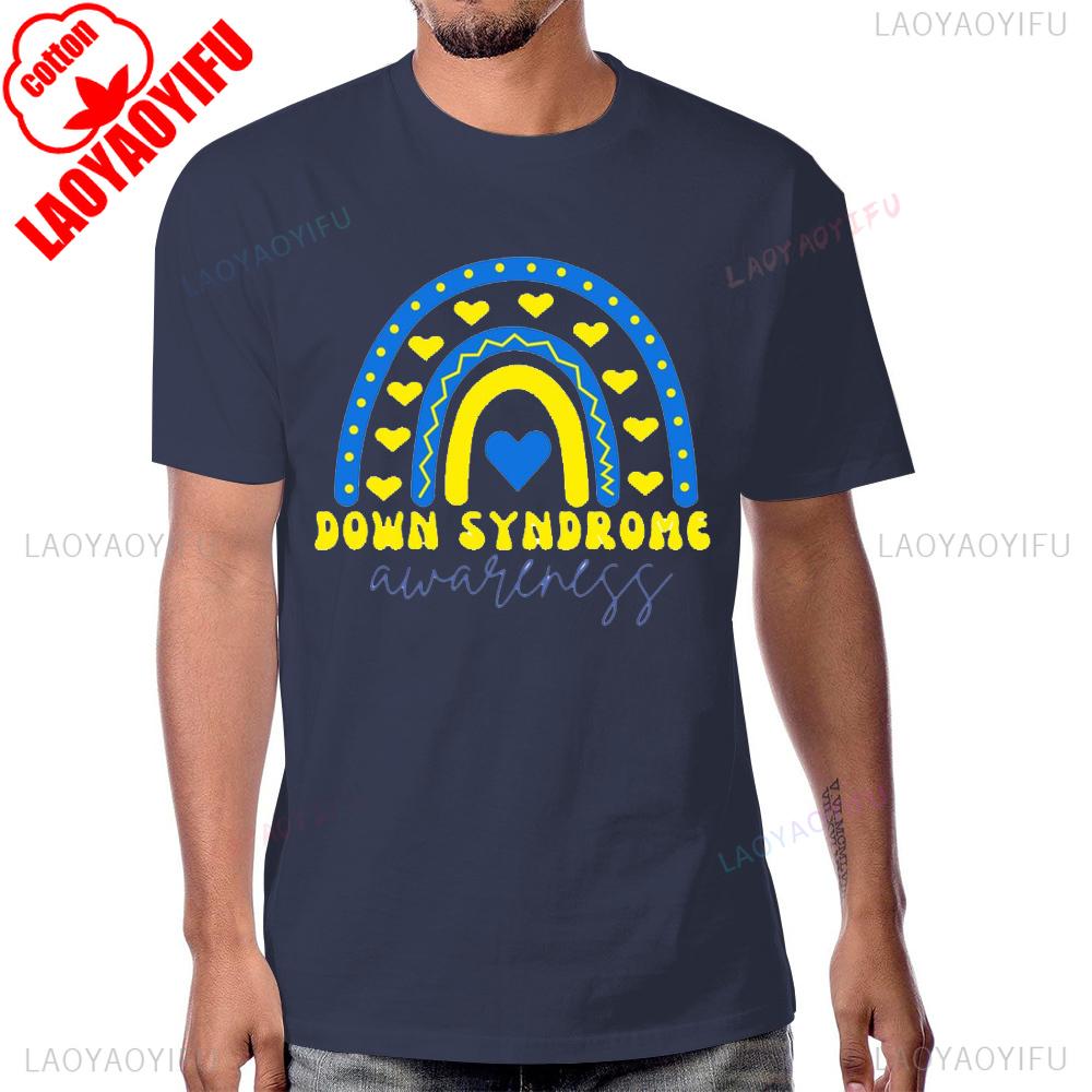 Trisomy 21 Syndrome Word Down Syndrome Day Tshirt Cotton Streetwear Casual Short Sleeve Man Tshirt Breathe Y2K Women T Shirt