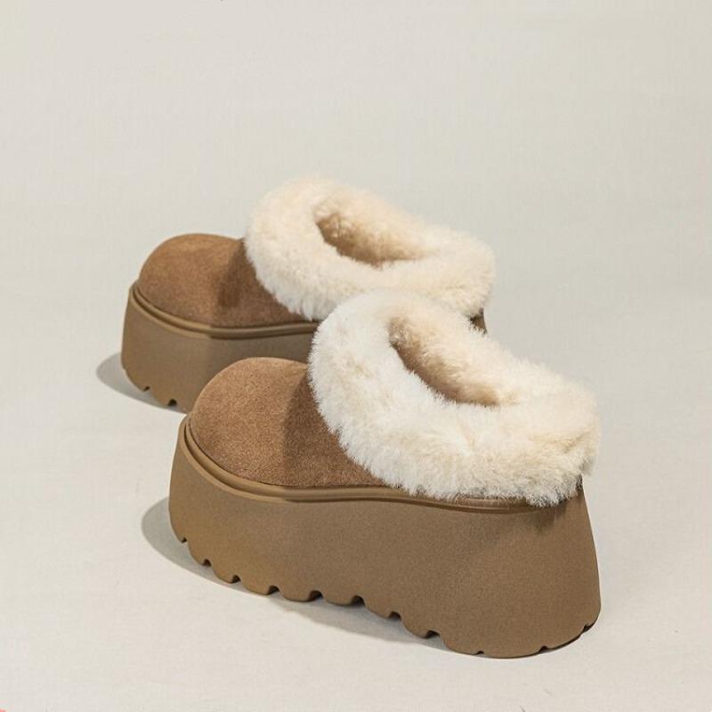 

New Thick-soled Cover-toe Shoes for Women, Fleece Warm Snow Boots and Height-increasing Cotton Shoes 35 верблюд