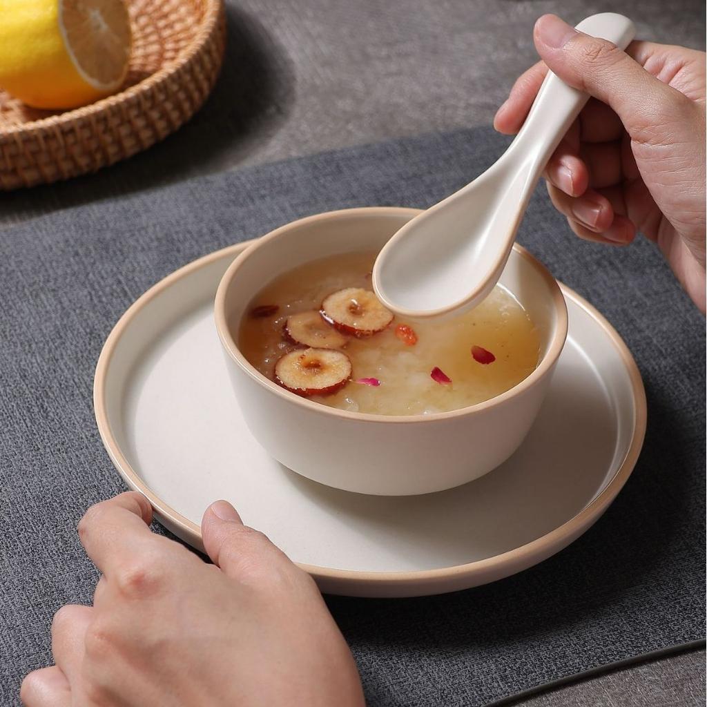 New Chinese-Style Ceramic Tableware Set Household Simple Bucket-Shaped Bowl Tableware Set Matte High-Value Dishes