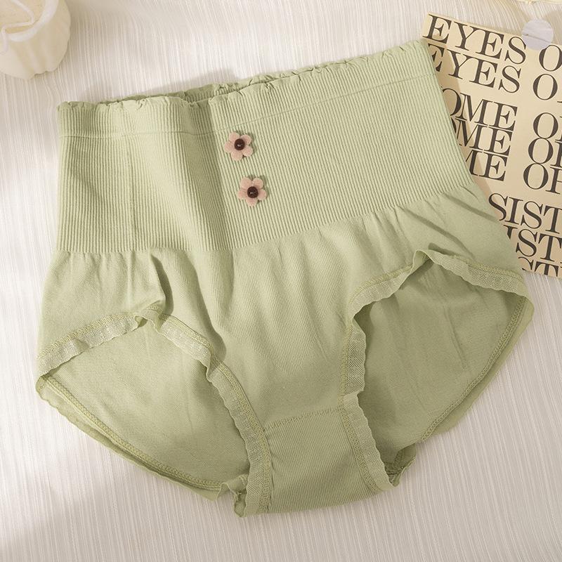 Women's Panties Seamless High Waist Panties Cute Flower Girls Briefs Elastic Underpants Solid Color Ladies Underwear KTB