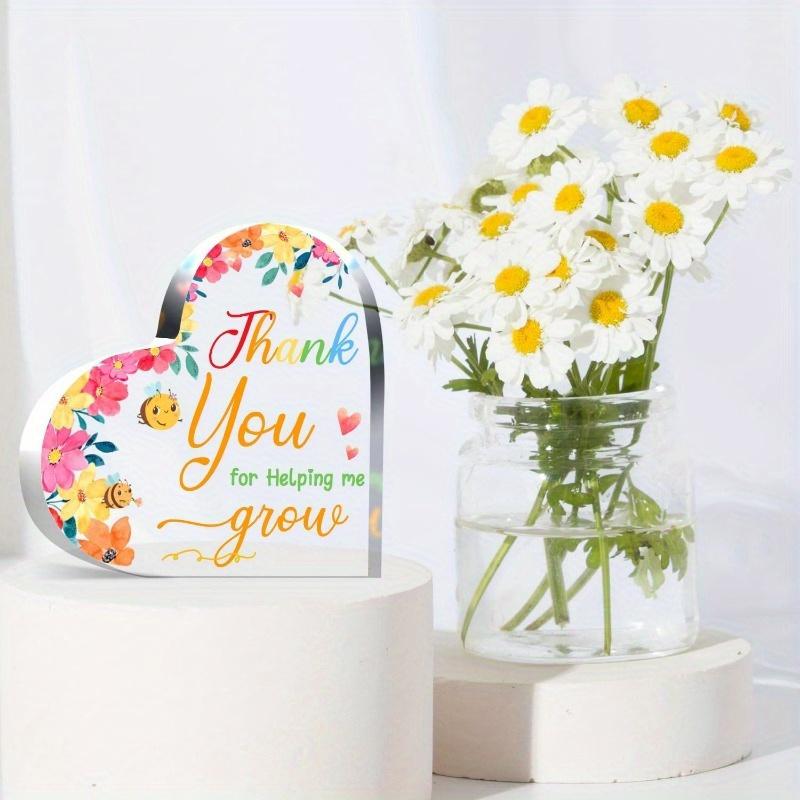 "Thank You for Helping Me Grow" Teacher Keepsake - 3.9x3.9 Inch Appreciation Gift