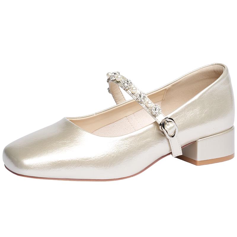 Josiny Women s French Mary Jane Square Toe Heels 36