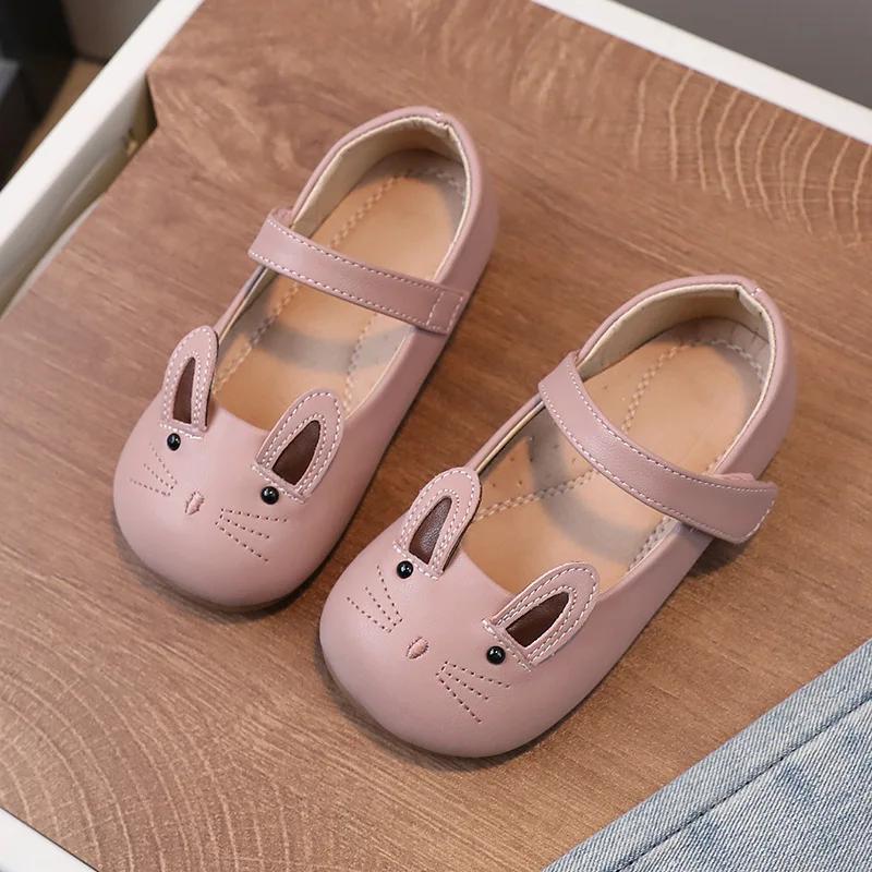 Spring Cartoon Cat Baby Girls Flats Autumn Mary Jane Genuine Leather Kids School Shoe Comfortable Arch Insole Children's Shoes